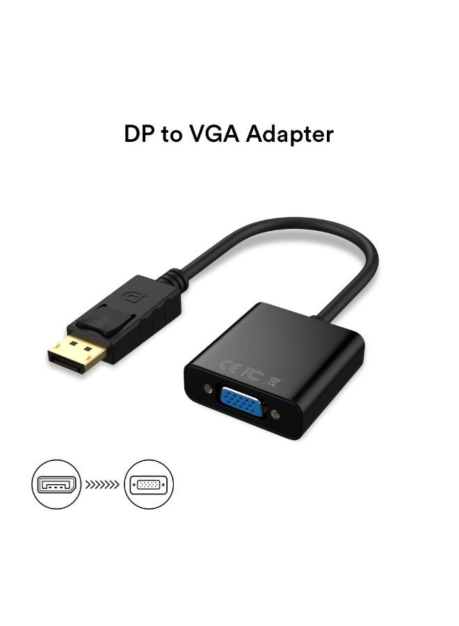 Chabeia DisplayPort to VGA Adapter Male to Female, Gold Plated DP to VGA Adapter, Black - Image 1